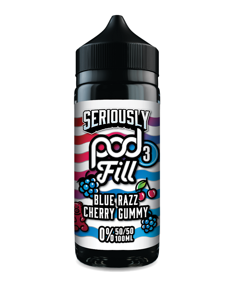 Seriously pod fill 3 bluerazz cherry gummy 100ml shortfill