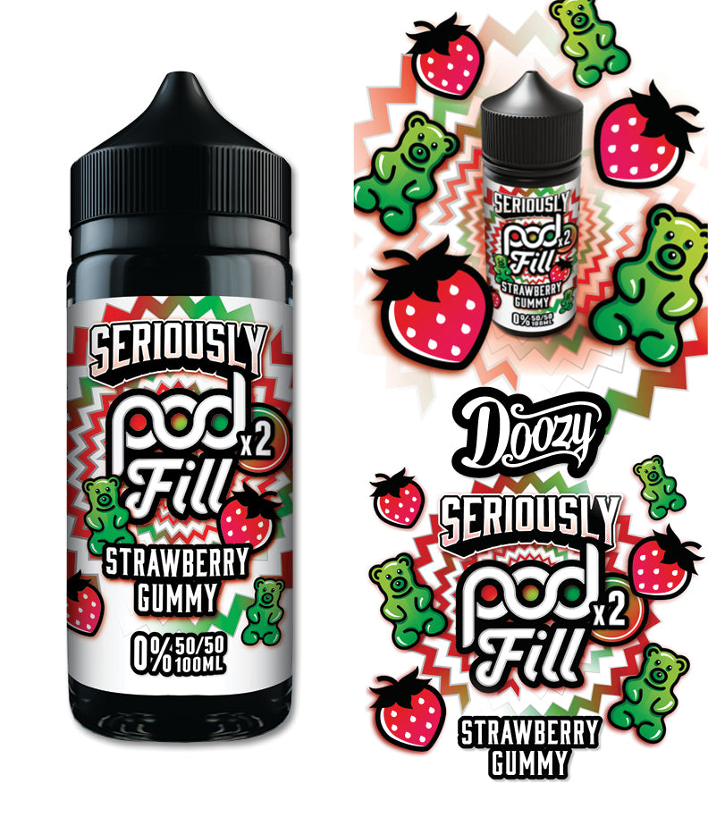 Seriously pod fill strawberry gummy 100ml shortfill