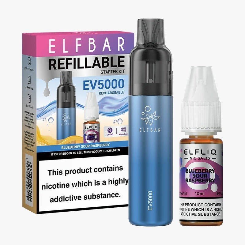 Shop Elf Bar EV5000 Starter Kit & Elfliq Nic Salt 10ml E - Liquid Combo Pack - Elf Bar EV5000 Starter Kit & Elfliq Nic Salt 10ml E - Liquid Combo Pack - Vape Blaze
