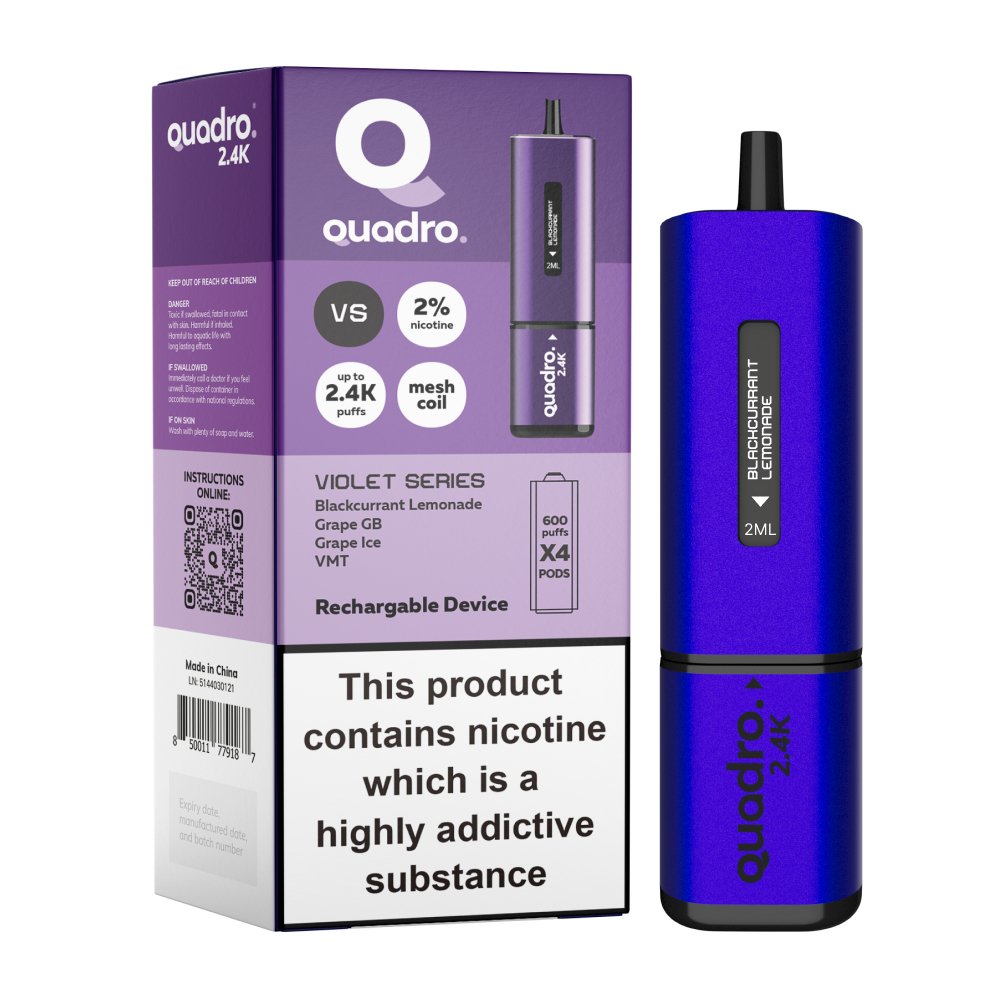 Shop Quadro 2400 Puffs 4 in 1 Disposable Vape Pod - (BOX OF 5) - Quadro 2400 Puffs 4 in 1 Disposable Vape Pod - (BOX OF 5) - Vape Blaze